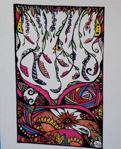 Handmade Zen Mind Artwork Blank Greeting Card - Hanging Vines - Kimberly Fagan